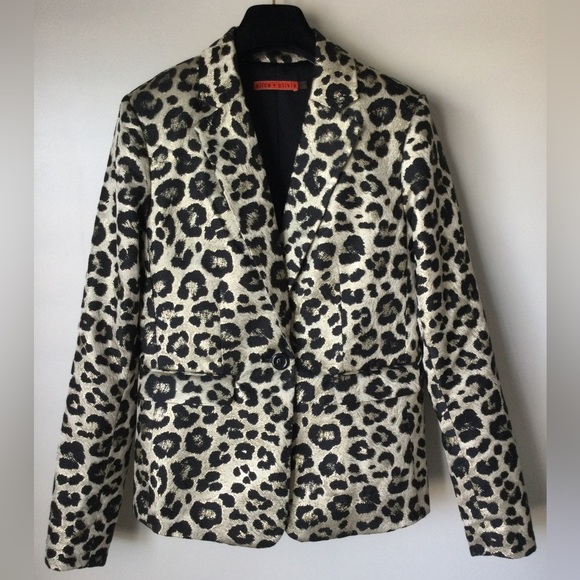 Alice + Olivia Jackets & Blazers - Alice + Olivia Metallic Golden Leopard Animal Blazer Jacket Sz S $525